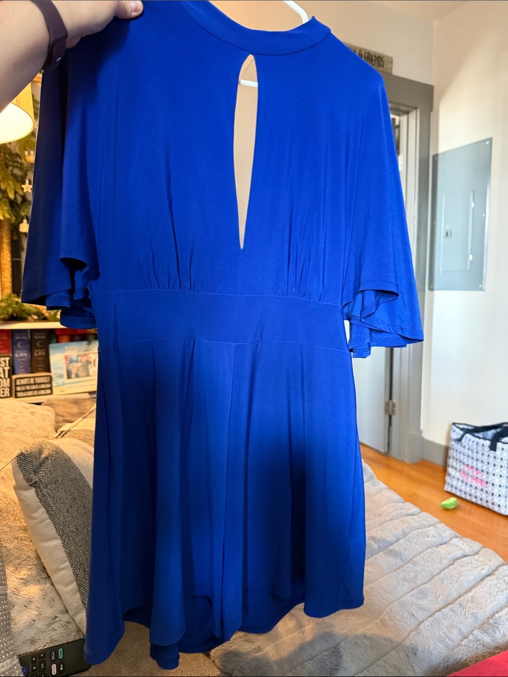 Charlotte Russe Royal Blue Short Sleeve Romper with Keyhole